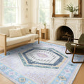Fame Living Washable Area Rug. Modern Farmhouse. Vintage. Turkish. Bohemian. Distressed. Oriental. Traditional. Rugs for Living Room. Dining. Bedroom. Office. Entryway. Foyer. (856PBl, 9' x 12')
