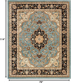Well Woven Barclay Collection Medallion Kashan Light Blue 6x9 Area Rug - for Living Room, Bedroom, and Dining Room
