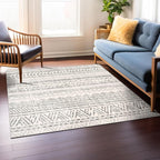 Rugshop Geometric Boho Square Rug – Gray Tribal Pattern, Perfect for Living Room, Bedroom, Dining Room, 6'6" x 6'6" Square