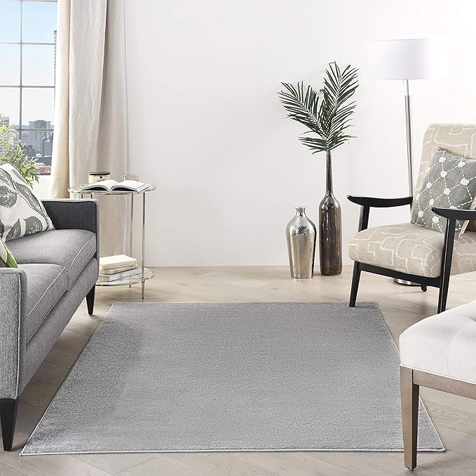Nourison Home Nourison Essentials Silver Grey 6' x 9' Area Rug - Easy Clean, Non Shedding, Bed Room, Living Room, Dining Room, Kitchen (6' x 9')