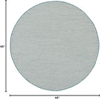 Nourison Home Courtyard Ivory Aqua 4' x Round Area Rug - Easy Clean, Non Shedding, Bed Room, Living Room, Dining Room, Kitchen (4' x Round)
