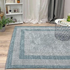 Alfa Rich 3x10 Light Blue Washable Area Rugs for Living Room Hallway Kitchen Cotton Decor Runner Rug