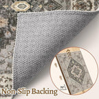 Tangsoo Hallway Runner Rug 2.6x12 Washable Runner Rug for Hallways, Non Slip Vintage Soft Low Pile Long Rug Runner, Print Distressed Carpet Runners for Kitchen Bedroom Entryway Bathroom Living Room