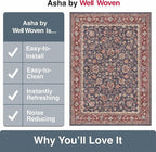 Well Woven Asha Rome Navy Blue Red 6' x 9' Area Rug - Oriental Floral Pattern, Easy Clean, Floor-Friendly Backing - for Living Room, Bedroom, and Dining Room