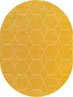 Unique Loom Trellis Frieze Collection Area Rug - Geometric (7' 10" x 10' Oval, Yellow/ Ivory)