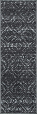 SAFAVIEH Adirondack Collection Runner Rug - 2'6" x 6', Dark Grey & Grey, Modern Diamond Distressed Design, Non-Shedding & Easy Care, Ideal for High Traffic Areas in Living Room, Bedroom (ADR131F)