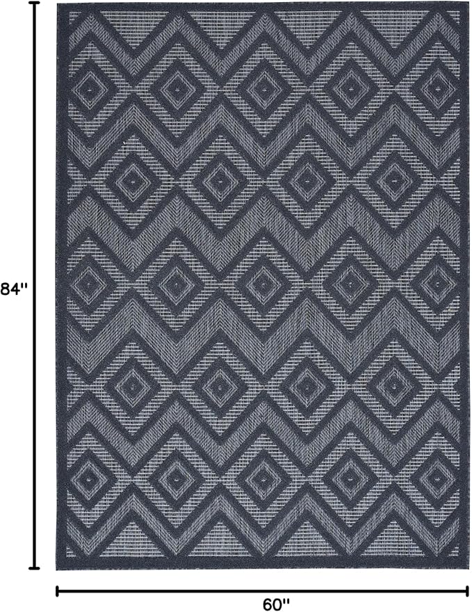 Nourison Home Versatile Navy Blue 5' x 7' Area Rug - Easy Clean, Non Shedding, Bed Room, Living Room, Dining Room, Kitchen (5' x 7')