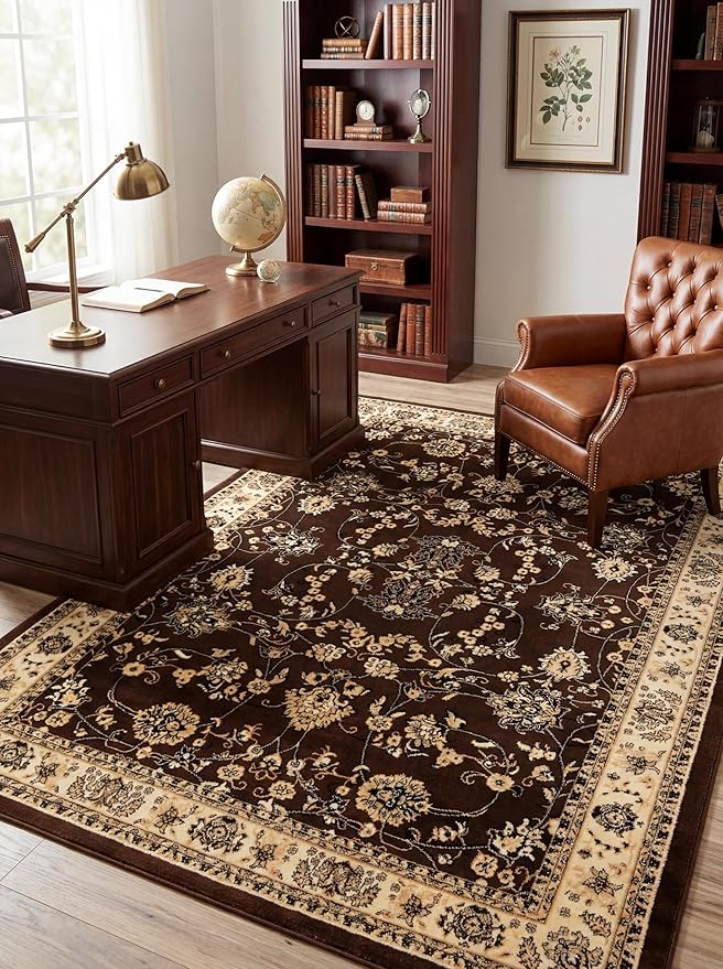 Rugs.com Yasmin Collection Rug – 6' x 9' Brown Medium Rug Perfect for Bedrooms, Dining Rooms, Living Rooms