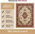 Well Woven Barclay Collection Medallion Kashan Ivory 5x7 Area Rug - for Living Room, Bedroom, and Dining Room