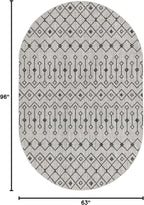 Unique Loom Outdoor Trellis Collection Area Rug - Tribal Trellis (5' 3" x 8' Oval, Gray/ Black)
