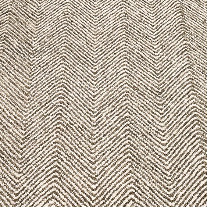 Modern Herringbone Chevron Collection Handcrafted Wool Area Rug - Durable, Zigzag Pattern, for High Traffic, Contemporary Design for Living Room, Bedroom, Dining Room Decor (Dark Olive, 5' x 5')