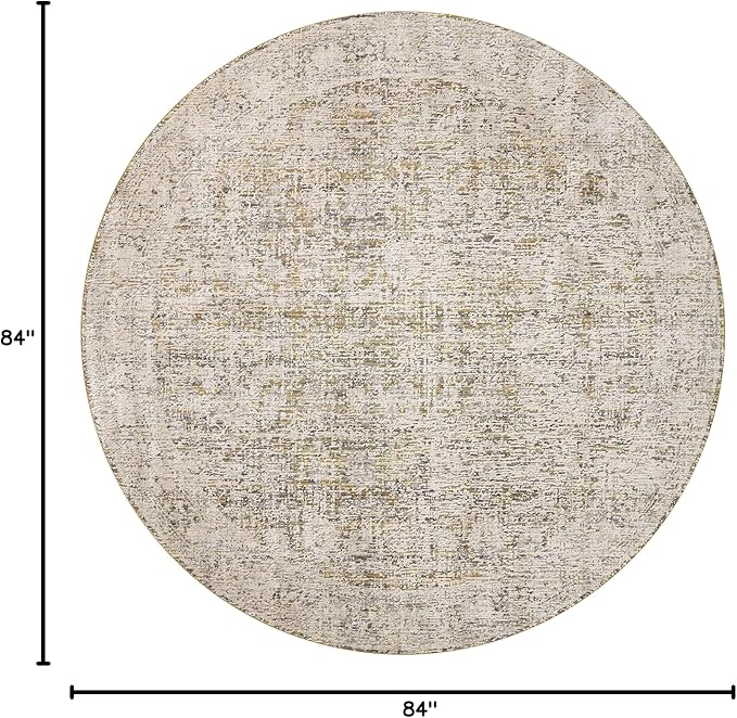 Loloi Amber Lewis Alie Collection ALE-05 Gold/Beige 7'-10'' x 7'-10'', .13'' Pile Height, Round Area Rug