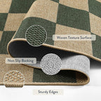 Lahome Checkered Outdoor Runner Rug, 2x8 Green Kitchen Runner Rugs for Non Skid Washable Entryway Carpet, Checkerboard Non Slip Non Shedding Carpet for Bedroom