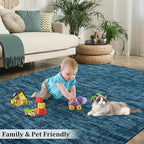 RUGSREAL 5x7 Living Room Area Rugs Modern Solid Color Area Rug Non-Slip Floor Carpet Indoor Washable Rug Contemporary Throw Carpet for Bedroom Kitchen Home Office, Indigo