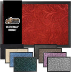 GORILLA GRIP 100% Waterproof All-Season WeatherMax Doormat 35x23, US Designed Natural Rubber, Stain and Fade Resistant, Low Profile Indoor Outdoor Door Mats, Easy Clean Patio Mat, Red Vintage Wine