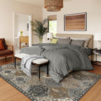 Lahome Moroccan Trellis 9x12 Rug for Living Room, Soft 9x12 Area Rug for Bedroom Dining Room, Ultra-Thin Non-Slip Non Shedding Distressed Throw Large Carpet for Office, Grey