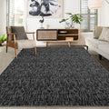 RUGSREAL Washable Rug 10x13 for Living Room Modern Abstract Area Rug Non-Slip Large Contemporary Bedroom Rug Stain Resistant Aesthetic Accent Floor Carpet Foldable Solid Rug for Home Office, Black