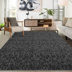 RUGSREAL Washable Rug 10x13 for Living Room Modern Abstract Area Rug Non-Slip Large Contemporary Bedroom Rug Stain Resistant Aesthetic Accent Floor Carpet Foldable Solid Rug for Home Office, Black