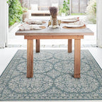 FH Home Flat Woven Outdoor Rug - Waterproof, Easy to Clean, Stain Resistant - Premium Polypropylene Yarn - Farmhouse - Porch, Deck,Balcony,Laundry Room - Marbella - Ocean - 2ft 8in x 4 ft 11in
