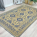 Alfa Rich 5x8 Gold Navy Blue Washable Area Rugs for Living Room Bedroom Kitchen Dining Cotton Rug