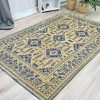 Alfa Rich 5x8 Gold Navy Blue Washable Area Rugs for Living Room Bedroom Kitchen Dining Cotton Rug