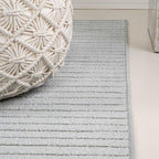 JONATHAN Y Hallie High-Low Curve Light Blue/Cream 2x8 Indoor/Outdoor Runner Rug, Minimalist Geometric, Pet Friendly, for Patio, Backyard, Living Room, Bedroom, Office, Hose-Washable (SCN100E-28)