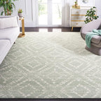 SAFAVIEH Adirondack Collection Area Rug - 9' x 12', Green & Ivory, Modern Diamond Distressed Design, Non-Shedding & Easy Care, Ideal for High Traffic Areas in Living Room, Bedroom (ADR131Y)