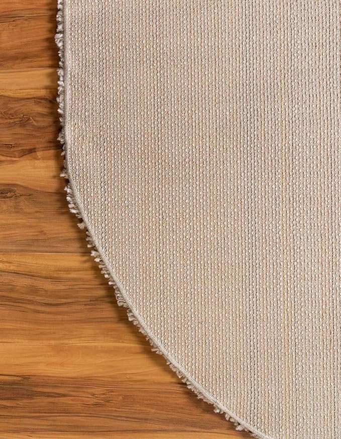 Unique Loom Davos Shag Collection Area Rug - Solid (5' 3" x 8' Oval, Linen)