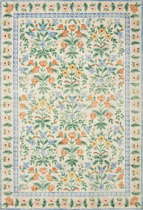Loloi Rifle Paper Co. Eden Collection EDE-02 Mughal Garden Cream 2'-0" x 5'-0" Accent Rug feat. CloudPile™