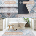 Washable Area Rug. Modern Farmhouse. Vintage. Turkish. Bohemian. Distressed. Oriental. Traditional. Rugs for Living Room. Dining. Bedroom. Office. Entryway. Foyer. (852CB, 2'5" x 4'9")
