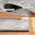ReaLife Rugs Machine Washable Area Rug - Living Room Bedroom Bathroom Kitchen Entryway Office - Padded Low Pile Stain Resistant Premium - Boho Farmhouse Vintage - Lyle - Beige Ivory 5' x 7'