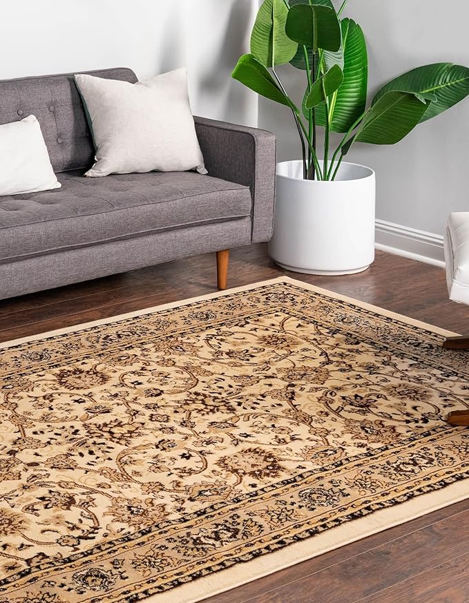 Unique Loom Sialk Hill Collection Area Rug - Washington (3' 3" x 5' 3" Rectangle Ivory/Black)