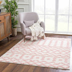 Hauteloom Darva Living Room, Bedroom Area Rug - Contemporary - Plush Pile - Pink - 18" Sample
