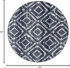 SAFAVIEH Adirondack Collection 6' Round Navy/Ivory ADR131N Modern Diamond Distressed Non-Shedding Dining Room Entryway Foyer Living Room Bedroom Area Rug