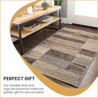 SUPERIOR Indoor Area Rug, Jute Backed, Modern Geometric Patchwork Floor Decor for Bedroom, Office, Living Room, Entryway, Hardwood Floors, Rockwood Collection, 5' x 5' Square, Slate