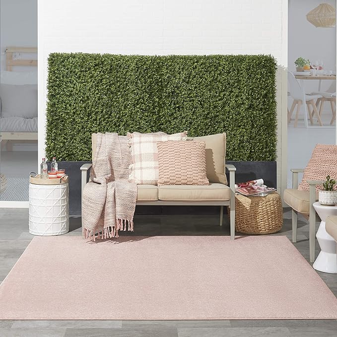 Nourison Home Nourison Essentials Pink 7' x Square Area Rug - Easy Clean, Non Shedding, Bed Room, Living Room, Dining Room, Kitchen (7' x Square)