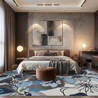 Modern Large Floral Non-Slip (Non-Skid) Area Rug 8 x 10 (7' 10" x 10') Gray-Blue