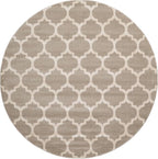 Rugs.com Lattice Collection Rug – 8 Ft Round Light Brown Medium Rug Perfect for Kitchens, Dining Rooms