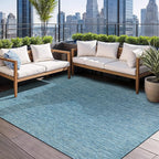 Beverly Rug Indoor Outdoor Rug 9x12, Washable Outside Carpet for Patio, Deck, Porch, Solid Modern Area Rug, Water Resistant, Aqua Blue