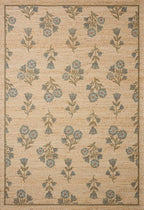 Loloi Chris Loves Julia Rue Collection RUE-04 Moss/Blue 7'-6" x 9'-6" Area Rug Jute Neutral Floral Living Room Bedroom Rug