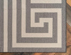 Unique Loom Athens Collection Classic Geometric Modern Border Design Area Rug (8' 0 x 8' 0 Square, Black/ Beige)