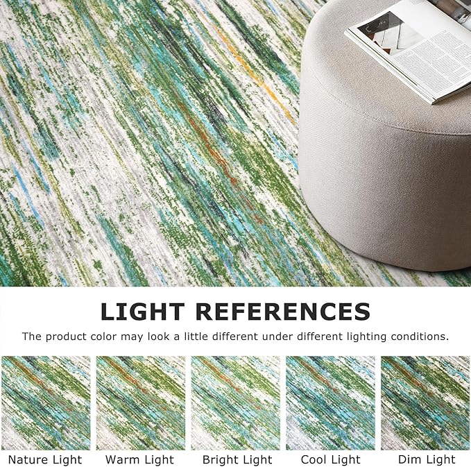2x6 Modern Abstract Runner Rug for Hallway, Green Grey Multi Super Soft Hallway Decor Kitchen Rugs with Non-Slip, Non-Shedding Washable Rug for Entryway Bedroom Laundry Indoor