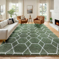 ONASAR 5x7 Area Rugs for Living Room Bedroom, Washable Fluffy Olive Green and White Throw Rug, Geometric Boho Soft Plush Shaggy Floor Carpet for Nursery Kids Girls Boys Teen Dorm Home Decor