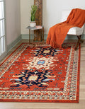Unique Loom Taftan Collection Border Geometric Tribal Inspired Design Area Rug (9' 0 x 12' 0 Rectangular, Terracotta/ Ivory)