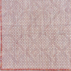 Unique Loom Outdoor Trellis Collection Area Rug - Tribal Trellis (7' 10" Square, Rust Red/ Ivory)