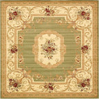Unique Loom Versailles Collection Traditional Classic Floral Motif Area Rug (10' 0 x 10' 0 Square, Green/ Ivory)