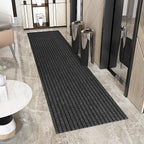 Ottomanson 2'7" x 41' Hallway Runner with Scraper Pile - Extra Durable Non-Slip Rug Mat for Indoor & Outdoor Use - Ideal for Kitchen, Entryway & Garage - High-Traffic Carpet, Black
