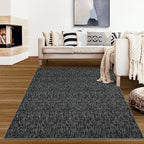 RUGSREAL Area Rug 5x7 Machine Washable Area Rug for Living Room Non-Slip Stain Resistant Modern Abstract Bedroom Rug Contemporary Solid Throw Rug Foldable Accent Floor Carpet for Dining Room, Black