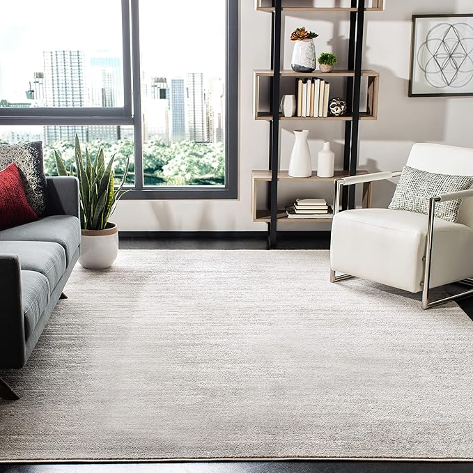 SAFAVIEH Area Rug 8x10 - Adirondack Collection - Large - Ivory & Silver, Modern Ombre Design, Non Shedding & Easy to Clean, Ideal for Living Room, Bedroom, Office, Dining Space (ADR113B)