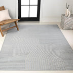 JONATHAN Y Hallie High-Low Curve Light Blue/Cream 8x10 Indoor/Outdoor Area Rug, Minimalist Geometric, Pet Friendly, for Patio, Backyard, Living Room, Bedroom, Office, Hose-Washable (SCN100E-8)